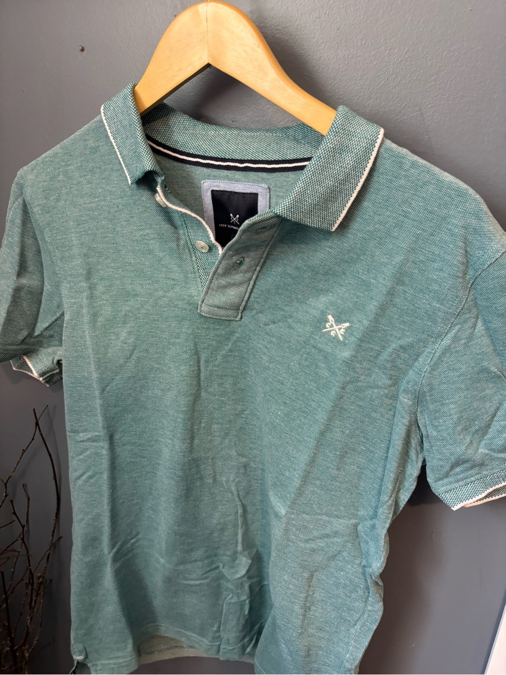 Green Men's Polo Shirt with Contrast Trim